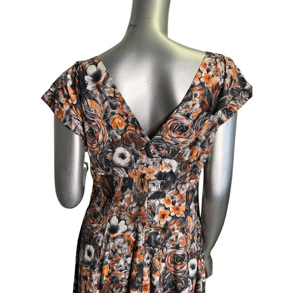 Vintage 1950s Cotton Floral Fall Printed Dress Medium - Picture 3 of 5